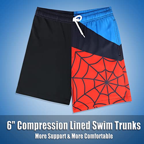 Image of Boys Swim Trunks with Boxer Brief Liner Compression Anti Chafe Swimming Shorts Stretchy UPF Quick Dry Swimsuit
