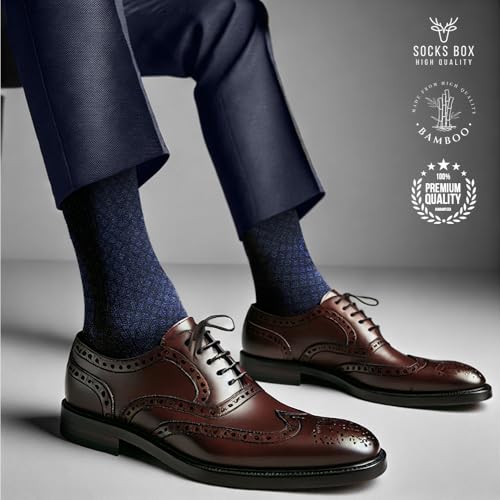 Mens Dress Socks, Premium Bamboo Rayon Socks for Men, Patterned, Elegant Design, 5/10 Pack, Gift Box4
