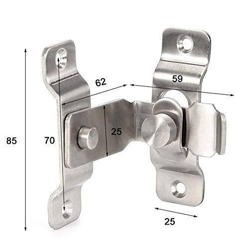 Dingchi Flip Door Latch, 90 Degree Heavy Duty Stainless Steel Bar Gate Latches Safety Door Lock, Sliding Door Lock, Brushed Finish #TOP1