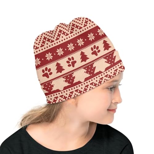 Babrukda Kids Beanie, Christmas Snowflake Skull Hats for Boys and Girls Knit Winter Beanies Cap for Happy New Year Party3