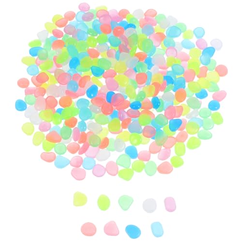 OFFSCH 500pcs Luminous Pebbles Fish Tank Decoration Glow in Dark Rocks Glowing Stones Fish Tank Aquarium Gravel Glowing Small Stones Fish Tank Landscaping Glow Pebbles Decoration Resin