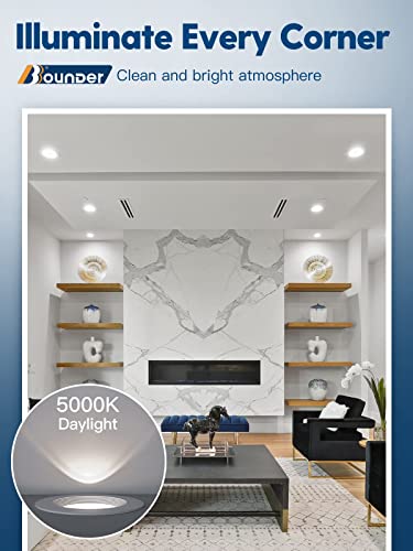 BBOUNDER 12 Pack 5/6 Inch LED Recessed Downlight, Baffle Trim, Dimmable, 12.5W=100W, 5000K Daylight, 950 LM, Damp Rated, Simple Retrofit Installation -No Flicker - Thumbnail 7