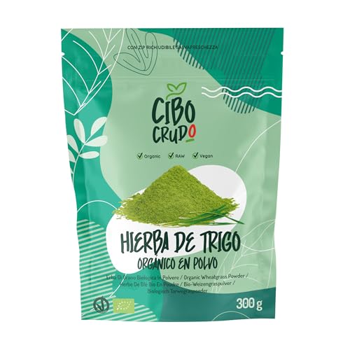 Hierba de Trigo en Polvo Orgánico - 300g. Fuente de Clorofila Vitamina A/C/E y Antioxidantes para Jugos o Batidos. Wheat Grass Powder Organic.