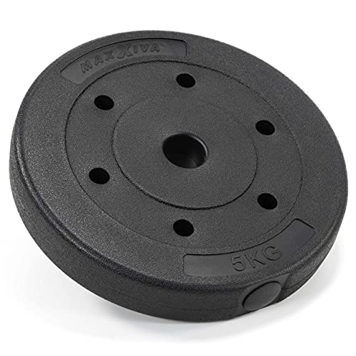 Foto von MAXXIVA® Hantelscheiben-Set Zement 2 x 5 kg Ersatz-Gewichte Gewichtsscheiben für Krafttraining Kraftsport Fitness-Zubehör Gewichtheben 10 kg 2x5kg