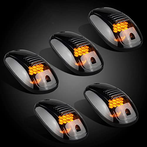 AMEXMART 5X Amber LED Cab Lights Smoked Cab Roof Running Top Marker Light Compatible for Dodge Ram 1500 2500 3500 4500 5500 2003-2018 Pickup Trucks by AMEXMART - Image 3
