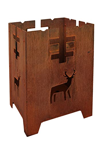 Brasero | Colonne de feu « Hubertus » en acier Corten