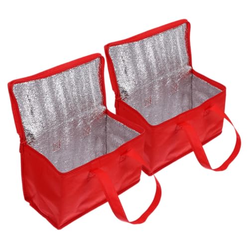 Levemolo Bolsa Térmica de Aluminio Roja Grande 2 Unidades, Aislante para Conservar Alimentos y Bebidas, Plegable y Portátil para Picnic, Barbacoa y Viajes, Bolsa de Almuerzo para Trabajo