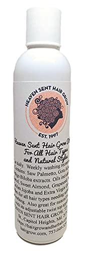 Heaven Sent Hair Grow Oils, 4 oz., is a Mixture of 9 Oils Shown Effective in the Thickening, Lengthening, Both Men Women Suffering Loss Thinning Usually Caused by Androgenetic Alopecia, 4 Ounce