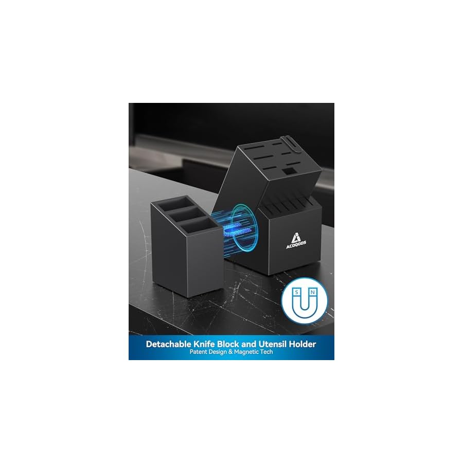 ACOQOOS-Knife-Set-21PCS-Kitchen-Set-with-12PCS-Kitchen-Knife-Set-6PCS-Cooking-Utensils-Set-1PCS-Utensil-Holder-Kitchen-Scissors-and-Wood-Knife-Block-with-Built-in-Sharpener ACOQOOS Knife Set, 21PCS Kitchen Set with 12PCS Kitchen Knife Set, 6PCS Cooking Utensils Set, 1PCS Utensil Holder, Kitchen Scissors and Wood Knife Block with Built-in Sharpener