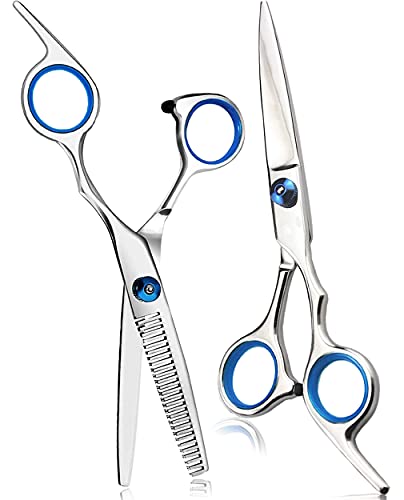 Hair Cutting Scissors Thinning Shears 6.5 Inch Stainless Steel Professional Salon Barber Haircut Scissors Family Use for Man Woman Adults Kids