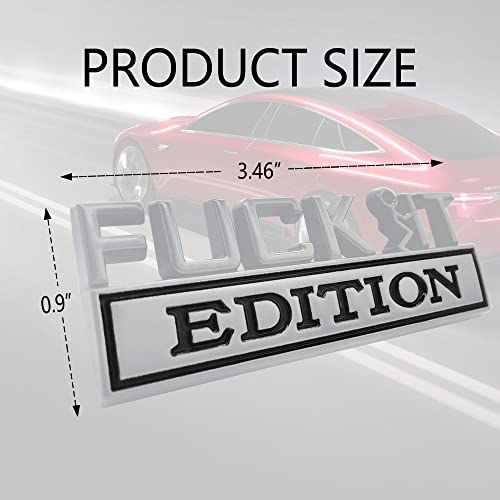 Image of Fuck IT Edition Emblem, Car Exterior Emblems Badge 3D Sticker Decal, Fuck-IT Edition Emblem 3D Fender Badge Decal, 3D Fender Badge Decal Car Truck Replacement, Fit for All Cars (Sliver Black)