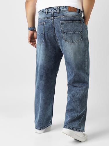 Image of Urbano Plus Men's Loose Baggy Fit Washed Jeans Non-Stretchable