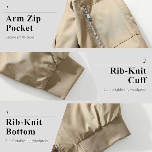 Men's Bomber Jacket Lightweight Casual Fashion Windbreaker Zip Up Coat for Men4