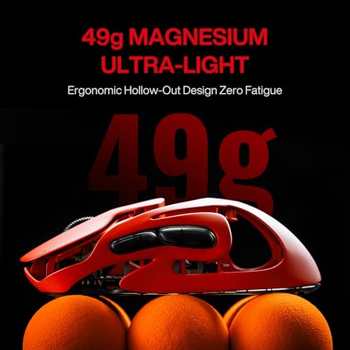 Image of AM Infinity Gaming Wireless Mouse 49g Ultralight Metal Design, 30000 DPI PAW3950 Sensor, Dual 8K Polling, Hot-Swappable Battery, Tri-Mode 2.4G /Bluetooth /Wired RGB Gaming Mouse- Blaze Orange