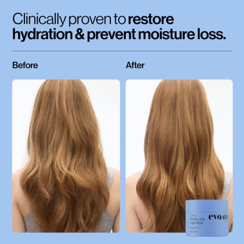 Image of Eva NYC Hydrating Hair Mask for Long-Lasting Hydration - Infused with Hyaluronic Acid and Squalane - Lightweight Hair Treatment for Dry Hair - Jelly Texture Hydrating Mask - Jasmine Scent - 8.4 fl oz