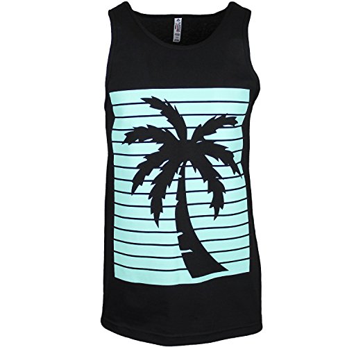 Mens Palm Tree Shadow Tank Top Shirt California Republic Mens Tee (Palma Grande Tank Black, L)