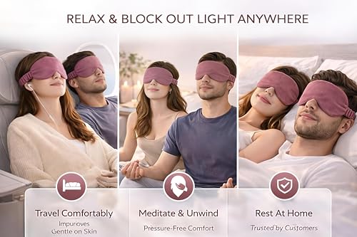 Image of Velvet Eye Sleep Mask for Men & Women Soft Light Blocking Sleeping Eye Mask with Adjustable Strap Travel Relaxation Eye Cover for Home Flight Deep Rest (Dusty Pink PC 1)