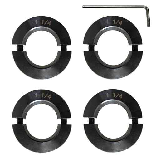 Shaft Collar Double Split Set Screw Carbon Steel Material with Allen Wrench Suitable for Machinery and Industrial Use (4, 1-1/4'')