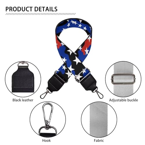 Image of GLENLCWE American Flag Wide Shoulder Strap Adjustable Replacement Belt Crossbody Canvas Bag Handbag Blue USA Flag Print