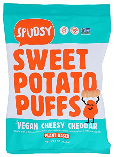 Spudsy Sweet Potato Puffs, Vegan Cheesy Cheddar, Gluten Free & Non-GMO, 4 Oz (Pack of 12)