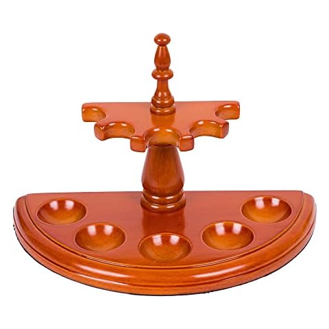 RUIXI Solid Wood Wooden Smoking Pipe Stand Rack Holder for 5 Smoking Pipes Cover