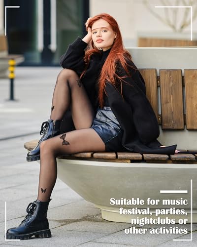 Coume 4 Pack Y2k Star Rhinestone Tights Kawaii Heart Butterfly Spiderweb Tights Black Pantyhose Gothic Stockings for Women4