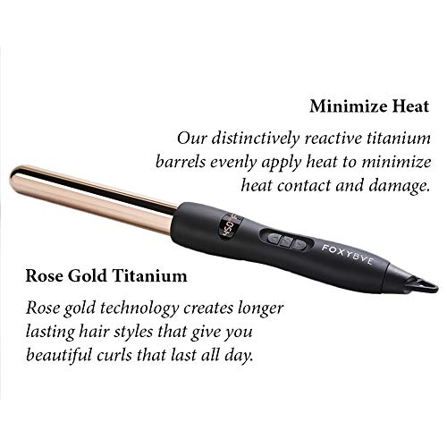 Foxybae Wanderlux 25Mm Professional Curling Wand, Rose Gold Titanium Hair Wand Curling Iron For Long Hair W/ Temperature Control, Auto Shut Off & Lcd Display, 1 Hair Curler Wand, Hair Styling Tools #TOP4
