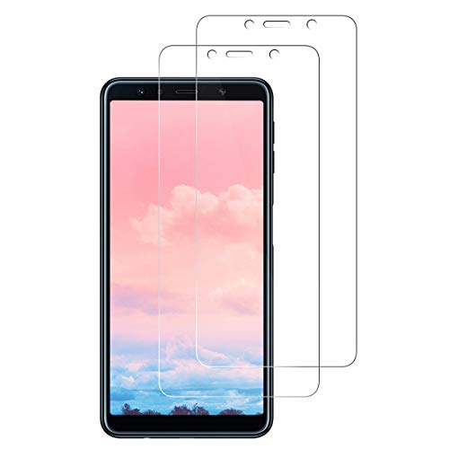 LMTECH Verre Trempé pour Samsung Galaxy A7 2018, [Pack de 2] Film Protection écran Anti Rayures, sans Bulles d'air,Ultra Résistant Dureté 9H Glass, Haut Définition,2.5D/9H Dureté