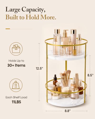 OHOBOX Rotating Bathroom Counter Organizer, 2-Tier Makeup Organizer - image 3