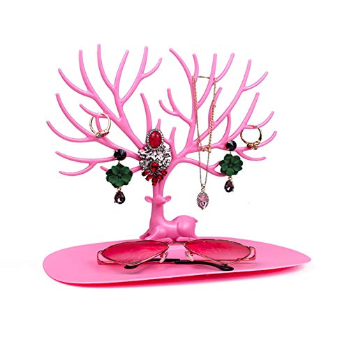 Presentoir Bijoux Porte Boucles d'oreilles Titulaire de Bijoux Earing Titulaire Stand Bijoux De Stockage Collier Arbre Bijoux Stand Arbre Pink Cover