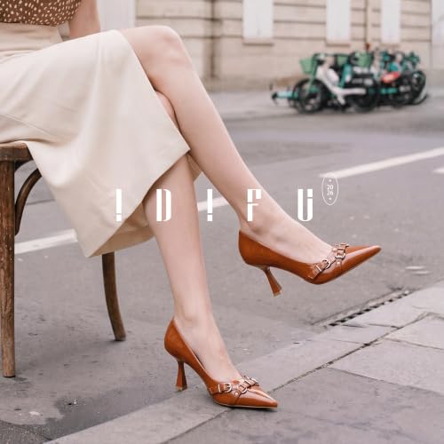 Image of IDIFU Kitten Heels Pumps Closed Pointed Toe Dress Shoes for Women