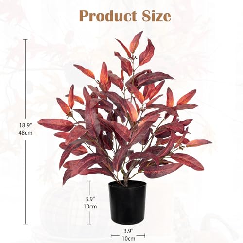 Eucalyptus synthétique bordeaux en panier Briful pour réchauffer votre table
