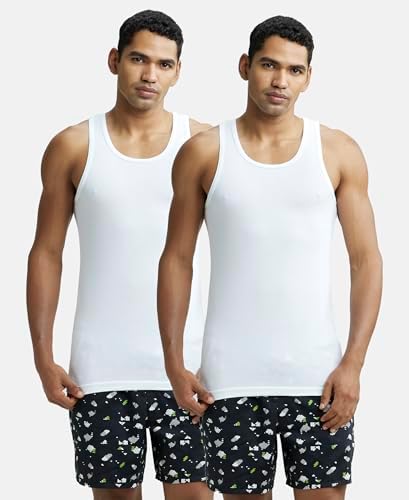 Jockey 8820 Men's Super Combed Cotton Round Neck Sleeveless Vest with Extended Length for Easy Tuck (Pack of