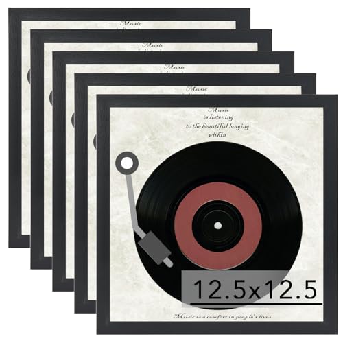 Vinyl Frame Record Frames for the Wall Display Album Covers, Wood 12.5×12.5 Frames Black for 12×12 Inch Lp Vinyl Record with Cover, Black, 5 Packs - Les Beatles, Paul McCartney, John Lennon, RIngo Starr, George Harrison Vinyl Frame Record Frames for the Wall Display Album Covers, Wood 12.5x12.5 Frames Black for 12x12 Inch Lp Vinyl Record with Cover, Black, 5 Packs