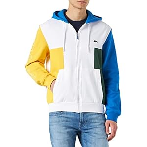 Lacoste SH1215 Sweatshirt – Homme – Blanc/Genet-Royale-Vert – L ( Taille fabricant : 5 )