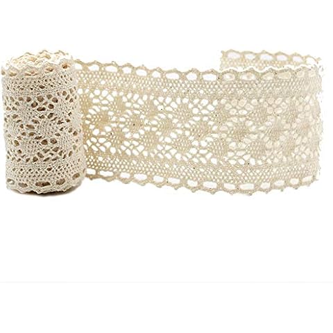 Jixista Cotton Crochet Lace Edging Trim Ribbon Cotton Crochet Ivory Lace Edge Trim Ribbon Craft Vintage Wedding Decoration Lace Assorted Pattern Lace Ribbon Vintage Lace Fabric Trim Cover