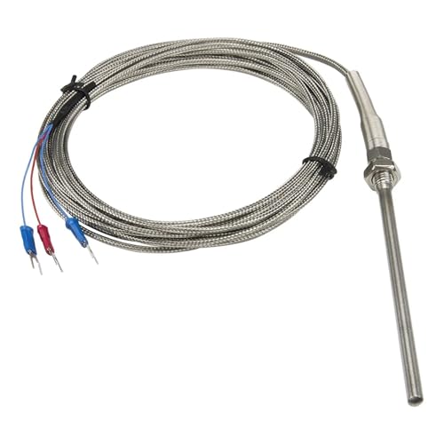 Sensor de temperatura PT100 tipo sonda de 100mm, rosca M8 y cable de 5 metros