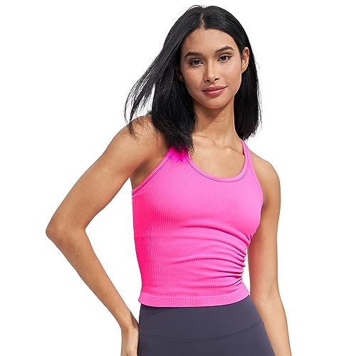 Image of sphinx cat Womens Ribbed Workout Crop Tops with Built in Bra Yoga Racerback Tank Top Slim Fit