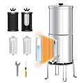 Purewell 1.5G Gravity Water Filter System with Embedded Visual Water Level, 8-Stage 0.01?m Ultra-Filtration Stainless Steel Countertop System with 4 Filters and Stand, Reduce Fluoride and 99% Chlorine