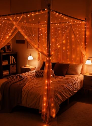 Image of Brightown 300 LED Fairy Curtain Lights, 9.8ft x 9.8ft Curtain String Lights