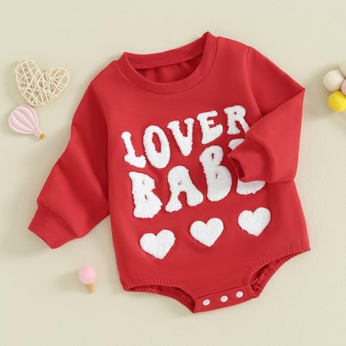 Baby Boy Girl Valentines Outfit Mama's Little Love Sweatshirt Romper Oversized Long Sleeve Bubble Onesie Clothes2