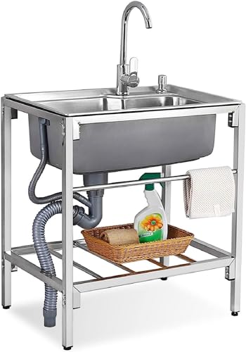 Évier de cuisine en acier inoxydable lavabo de restaurant commercial avec mitigeur