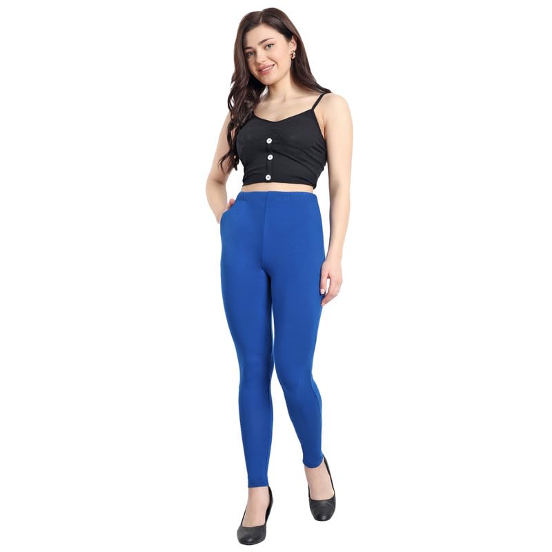 Image of ONE SKY Women Full Length Leggings | Cotton Modal Spandex Blend | High Waist Stretchable & Bio-Washed Fabric | Colour-Lock Technology | Comfortable Leggings for Women