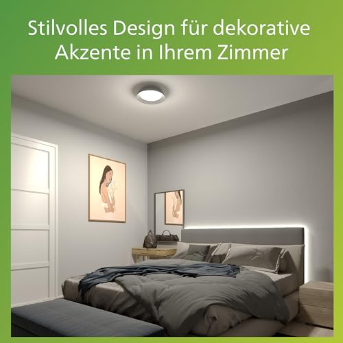 PHILIPS Fleta LED Ceiling Light, UltraEfficient Ceiling Lamp, SceneSwitch, 10W, 1850lm, 4000K Cool White Light, IP20, White