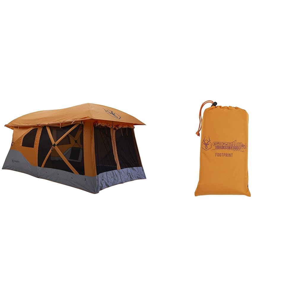 Gazelle T4 Plus GT450SS Pop-Up Portable Camping Hub Tent, Easy Instant Set up in 90 Seconds, Sunset Orange, 8-Person, Family, Overlanding, 94" x 168"