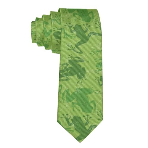 PUYWTIY Novelty Ties for Men Animal Frogs Green Neck Ties, Fashion Holiday Season Party Festival Necktie for Christmas Wedding Daily
