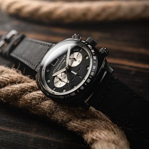 Image of Spinnaker Men's 42mm Hull Chronograph Watch with Leather Strap SP-5068
