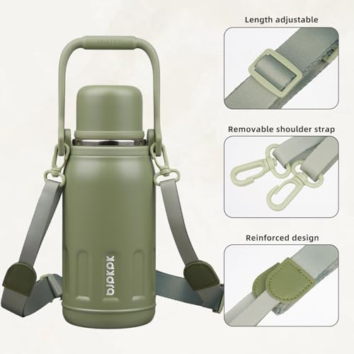 Image of BJPKPK Stainless Steel Insulated Bottle with Handle & Strap, 27oz