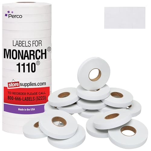 White Pricing Labels for Monarch 1110 Price Gun – Sixteen Rolls, 17,000 Price Marking Labels
