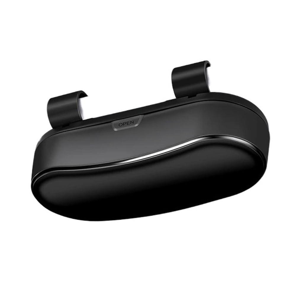 Amibvzhang Black 2Pc Car Sunglasses Holder For Sun Visor Auto Eyeglasses Protective Storage Case Vehicle Glasses Accessories Organizer Box(Black)